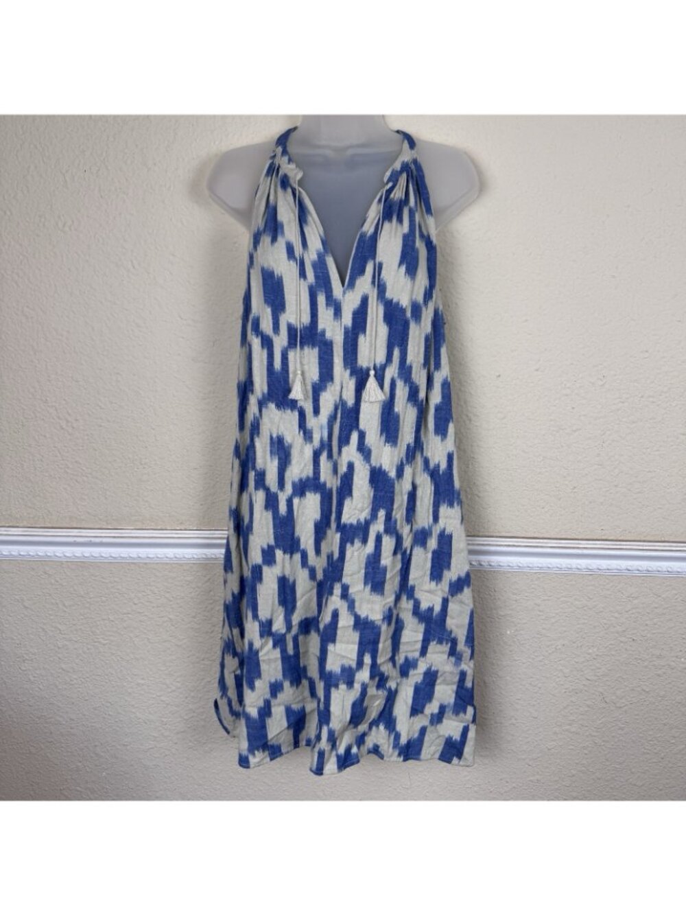 Lauren Ralph Lauren Ikat Boho Sheath Dress W/Pockets Size 12 Coastal Beach - Picture 2 of 11